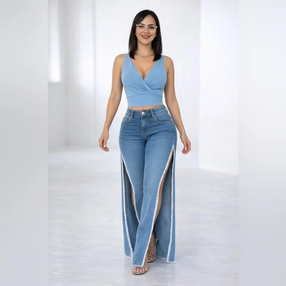 TEMPTATION CUT DENIM Slit Pants – Bold Move Edition - Picture 3 of 15